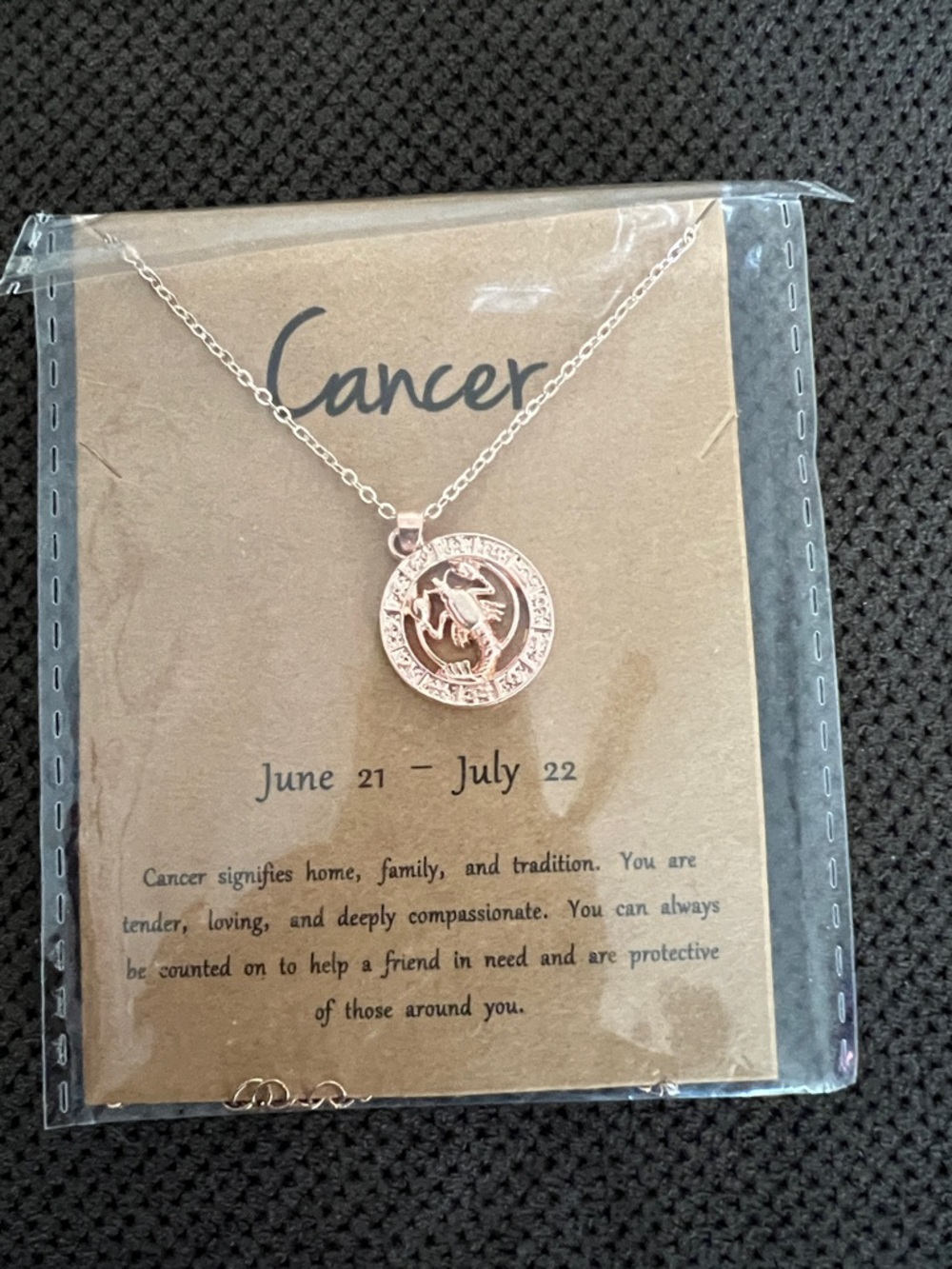 Cancer Zodiac Pendant Necklace - Rose Gold Cancer Sign Necklace